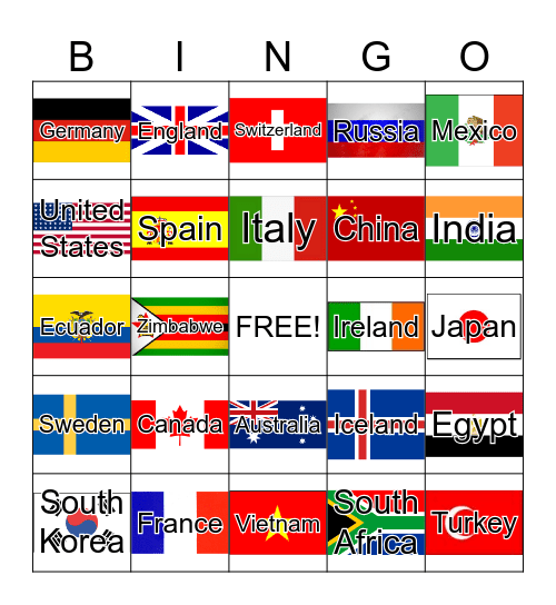World Bingo Card