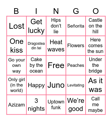 Lasya Music Bingo Card