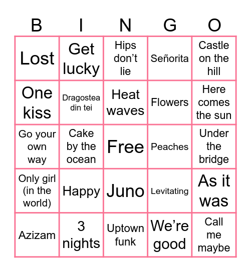 Lasya Music Bingo Card