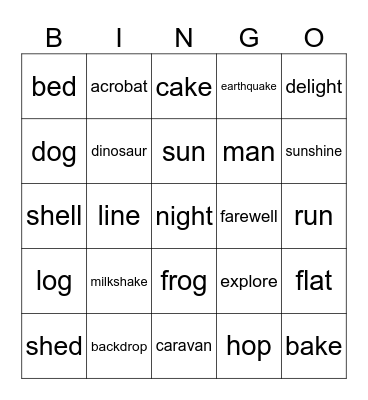 Rhyming Bingo Card