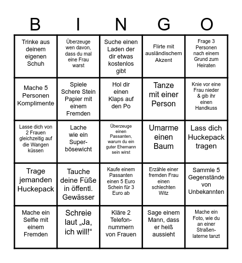 JGA Bingo Card