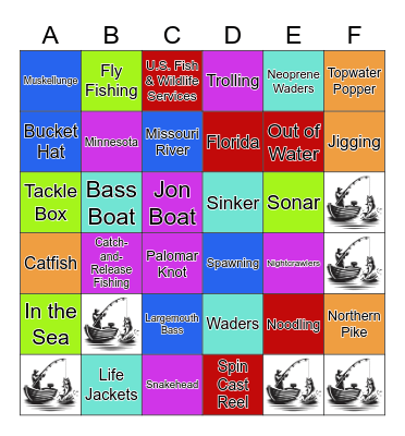 Freshwater Fishing Trivia Game Bingo Card