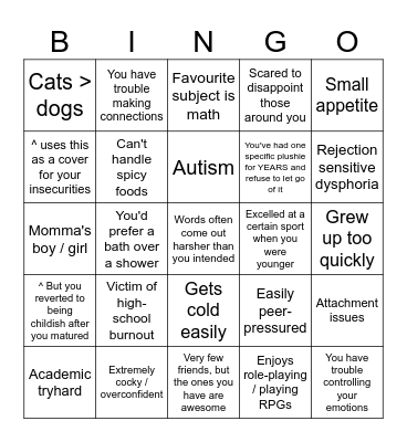 Miya Kinnie Bingo Card