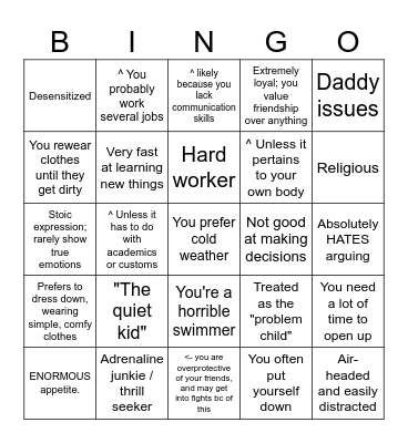 Langa Kinnie Bingo Card