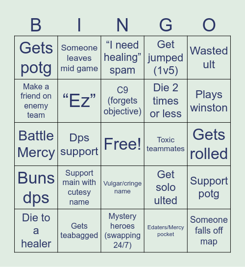 OW2 Bingo Card