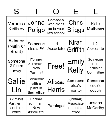 SEATTLE SUMMER COFFEE CARD Bingo Card
