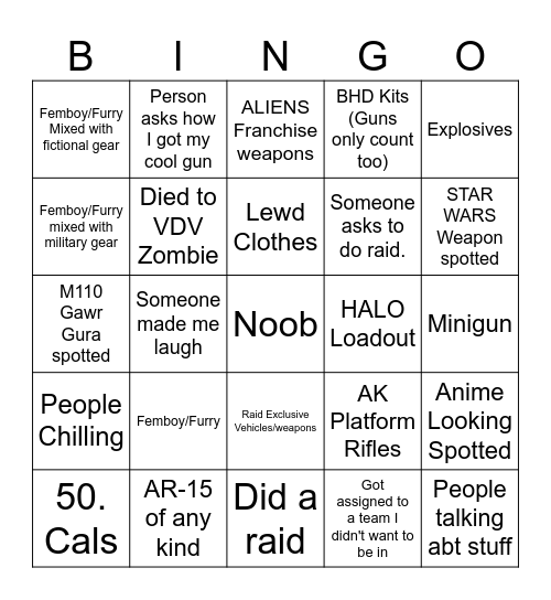 BRM2 Bingo Card