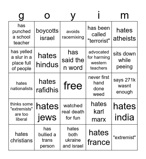 based bingo Card