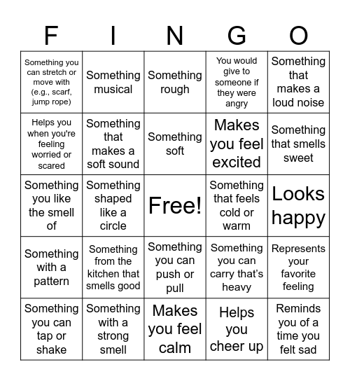Scavenger Hunt Bingo Card
