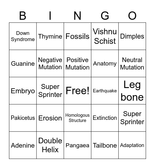 Q3 Science Bingo Card