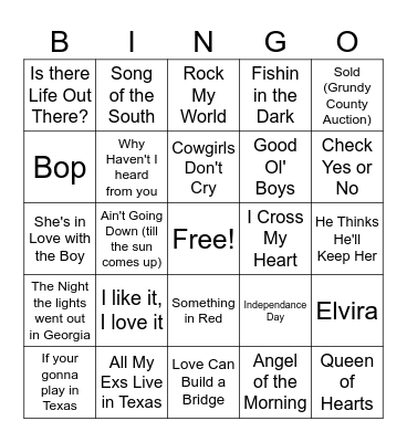 Country Bingo Card