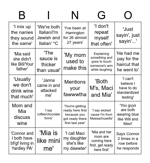 YA FAWTHA Bingo Card