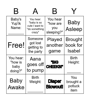 Baby Isabel Bingo! Bingo Card