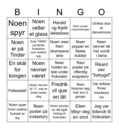 17. Mai Bingo Card