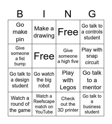 FIRST DAY BINGO Card