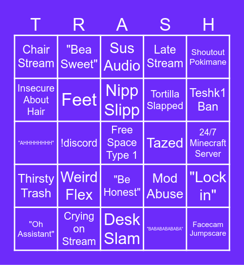twitch.tv/ratbagtrash Bingo Card