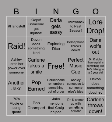 Nexus Project Bingo Card