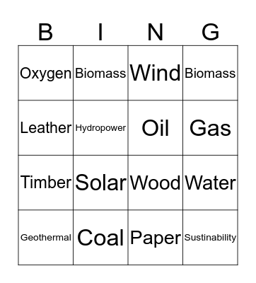 Renewable and non renewable resources Bingo Card