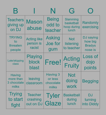 DJ BINGO Card