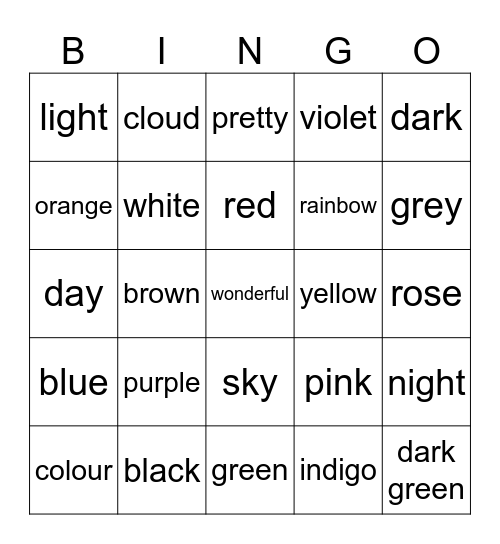 What a Wonderful World Bingo Card