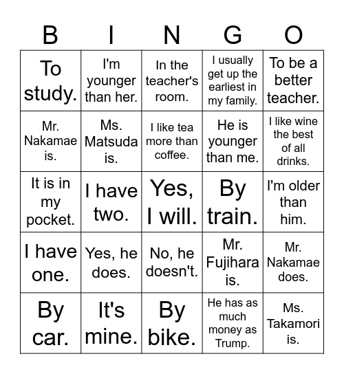 DK, Come to Me! Bingo Card