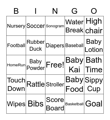 Baby Shower Bingo Card