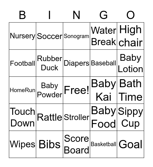 Baby Shower Bingo Card