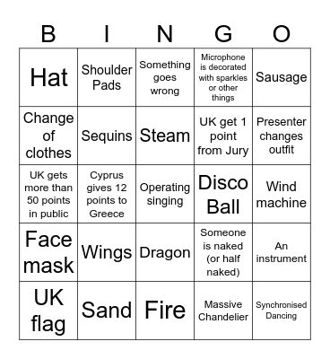 Eurovision 2025 Bingo Card