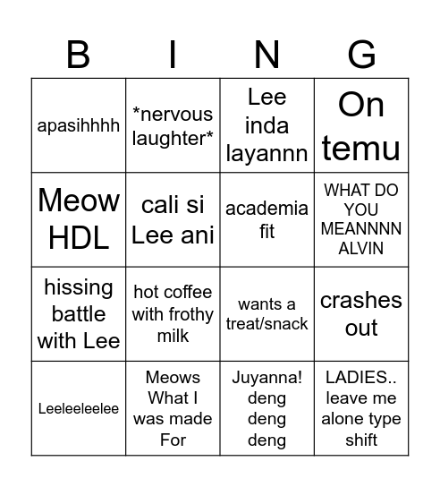nanananai Bingo Card