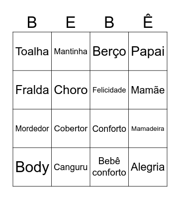 Chá de bebê Bingo Card