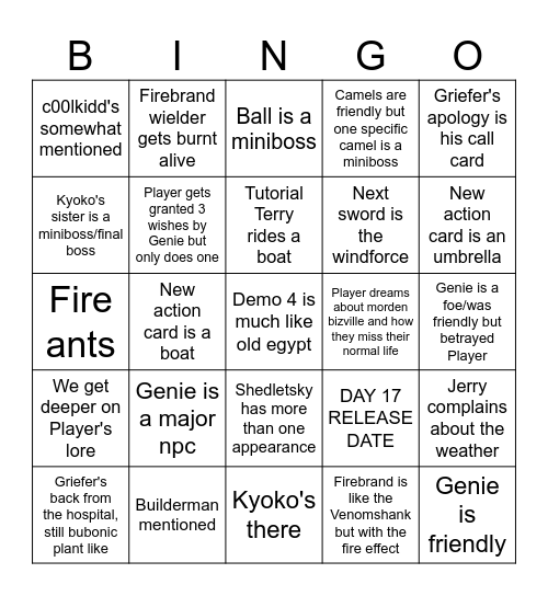 DEMO 4 BLOCK TALES BINGO Card