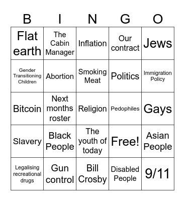 Cruise Bingo Card
