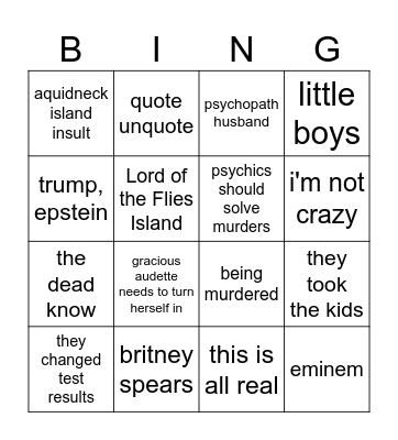 kiddo shakespeare Bingo Card