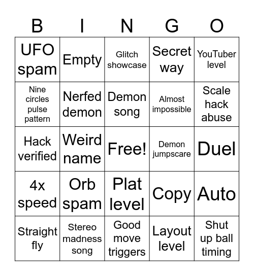 Gd recent tab Bingo Card