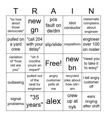 LIRR bingo Card