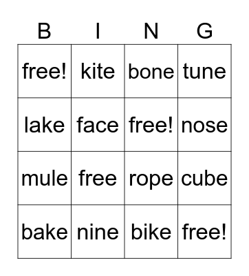 First Phonics 3 Bingo Card