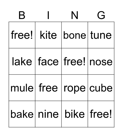 First Phonics 3 Bingo Card