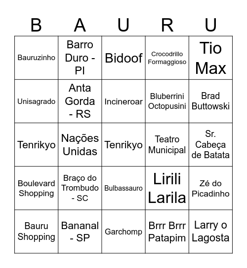 Bingo Olimpíadas do BEC Bingo Card