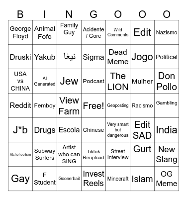 UNEMBPLOYED REELS BINGO Card
