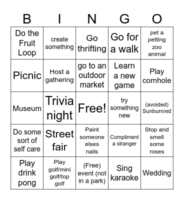 Summer 2025 Bingo Card