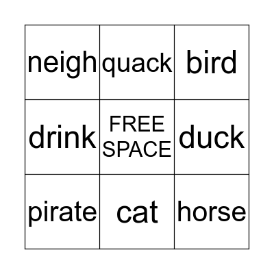 Vocabulary Bingo Card