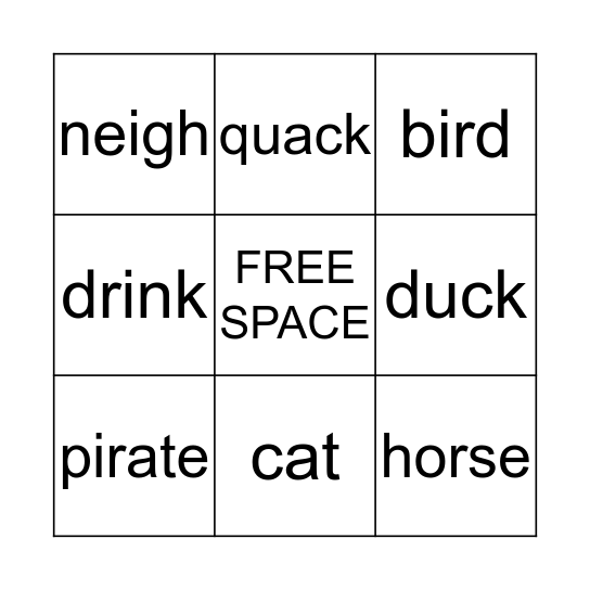 Vocabulary Bingo Card