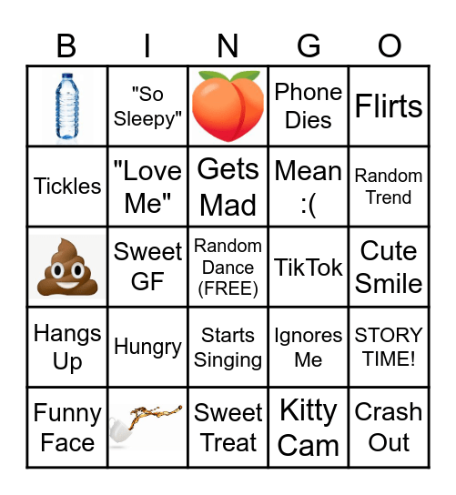 Girlfriend Bingo Card