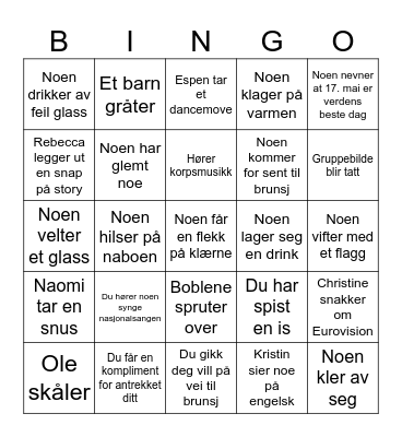 17. mai bingo! Bingo Card