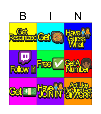 MIME BINGO BOARD Bingo Card