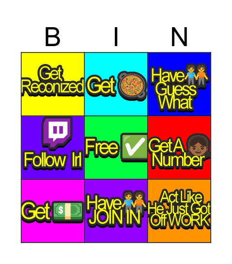 MIME BINGO BOARD Bingo Card