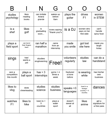 Type Bingo Card