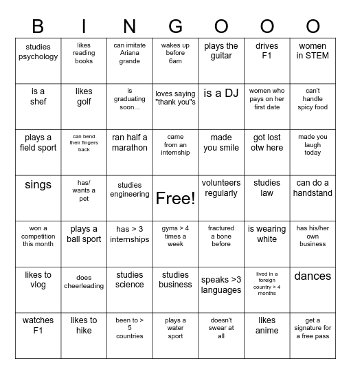 Type Bingo Card