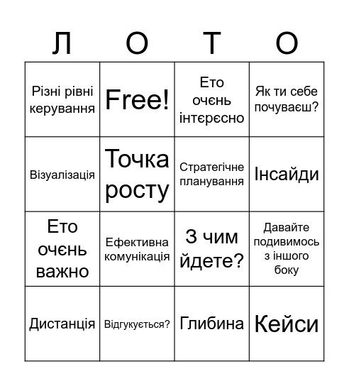Навчання Bingo Card