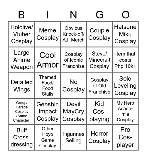 Convention Bingo Card